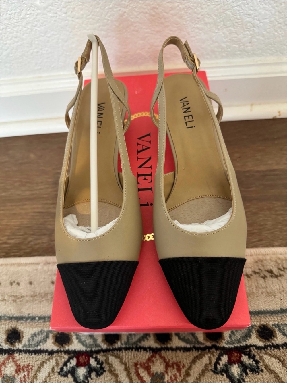 Cap toe sling back pumps